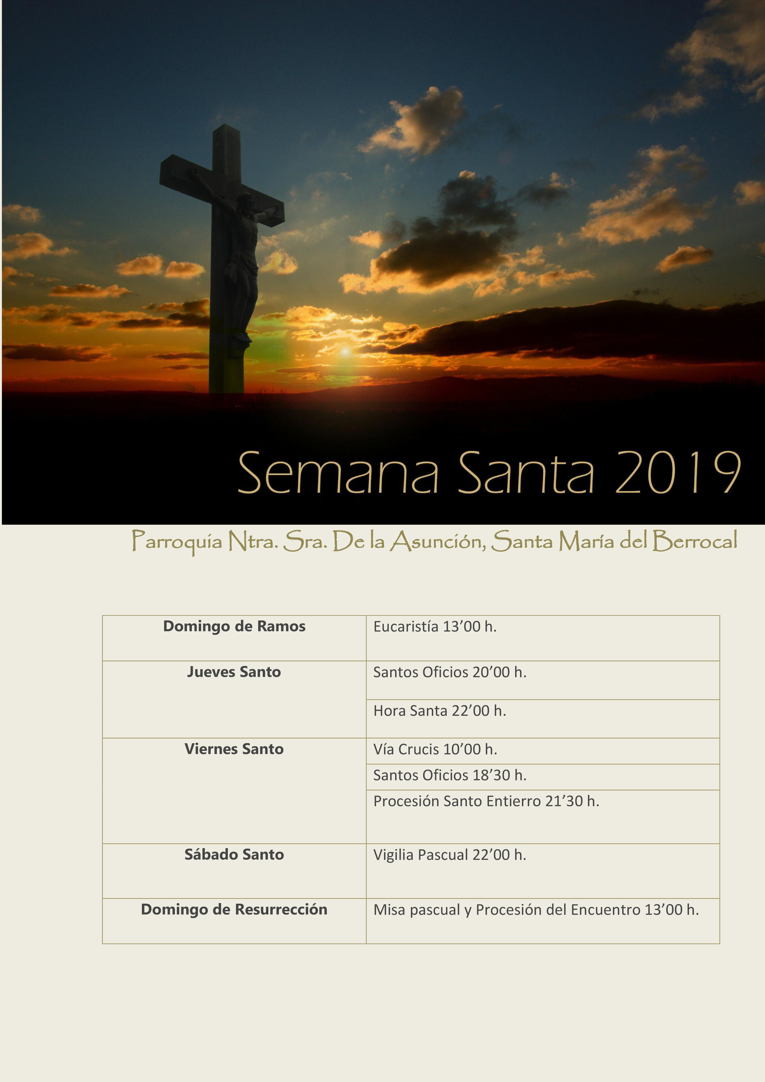 horarios semana santa 2019